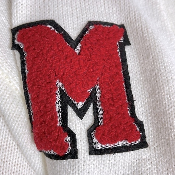 Vintage Y2K Runway 7 Preppy Letter Print V-Neck Cardigan Knit Sweater Medium - Picture 4 of 15